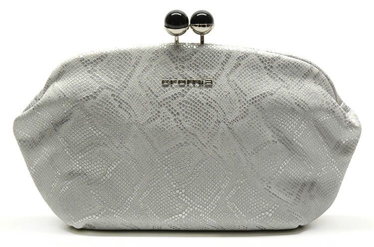 Клатч сумка с замком "поцелуйчик" Cromia (Италия), 1402749-SILVER