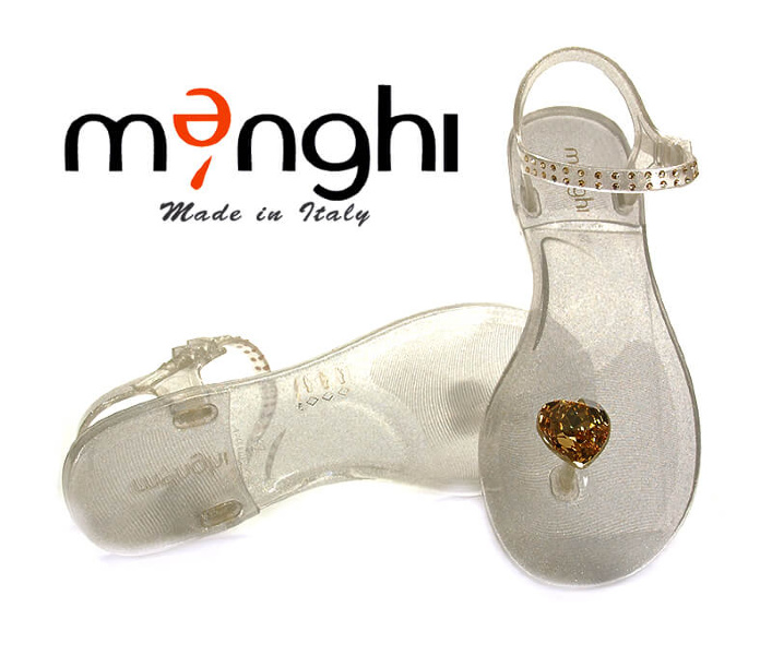 Сандалии резиновые пляжные с камнем сердце Menghi (Италия), 827/SW/COL/SP ORO