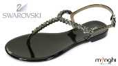 Сандалии резиновые пляжные с камнями Swarovski от Menghi (Италия), 701-COL NERO