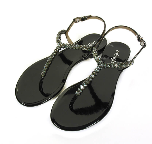 Сандалии резиновые пляжные с камнями Swarovski от Menghi (Италия), 701-COL NERO