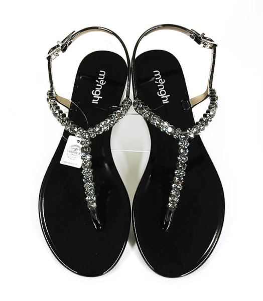 Сандалии резиновые пляжные с камнями Swarovski от Menghi (Италия), 701-COL NERO