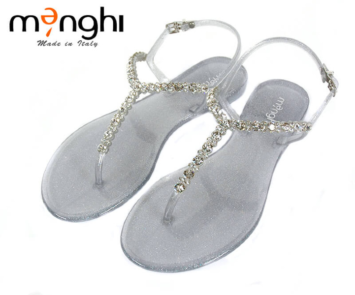 Сандалии резиновые пляжные с камнями Swarovski от Menghi (Италия), 701/CRI