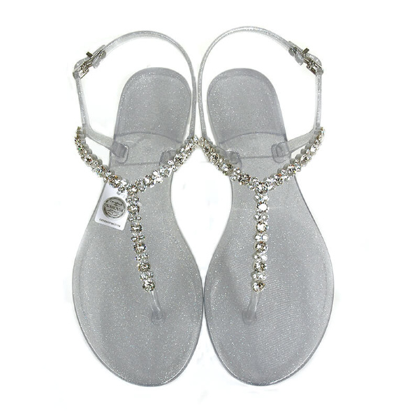 Сандалии резиновые пляжные с камнями Swarovski от Menghi (Италия), 701/CRI