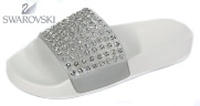 Шлепанцы белые резиновые пляжные с камнями Swarovski от Menghi, 2047/CRI