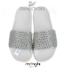 Шлепанцы белые резиновые пляжные с камнями Swarovski от Menghi, 2047/CRI